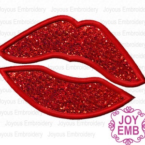 Kiss Applique Embroidery Design,Lip print embroidery,Valentine Kiss applique,Instant download machine embroidery designNO:2675