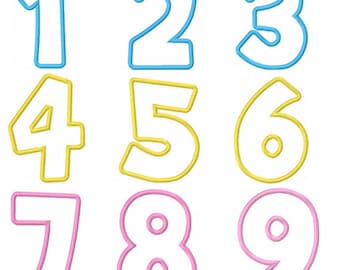 Diseño de bordado con apliques de números de cumpleaños, archivo de bordado a máquina del 1 al 9, descarga instantánea
