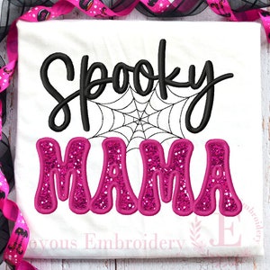 Spooky Mama Applique Embroidery Design,Halloween Embroidery Design,Spooky Sweatshirt Embroidery Design,Machine Embroidery File