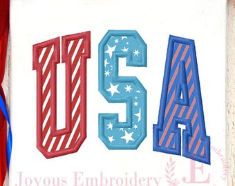 USA Applique Embroidery Design,4th of July Embroidery File,Independence Day Outfit Embroidery File,Patriotic Machine Embroidery File