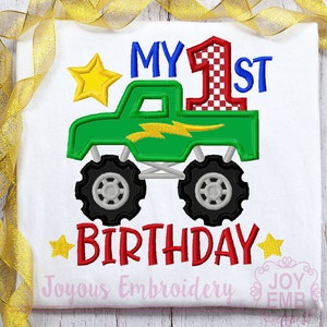 My First Birthday Embroidery File,Monster Truck Applique,Birthday Monster Truck  Embroidery,Machine Embroidery Design