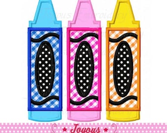 Crayons Applique Embroidery Design,Back to School Machine Embroidery File