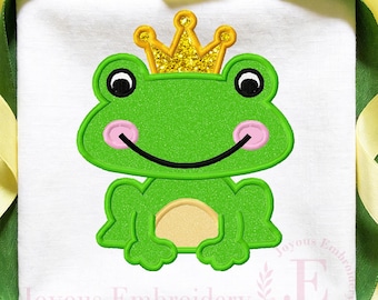 Frog Prince Applique Embroidery Design,Nursery Machine Embroidery File, Instant Download