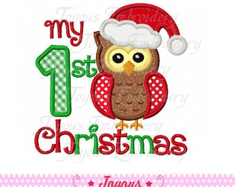 Instant Download My 1st Christmas Owl Applique Embroidery Design NO:1583