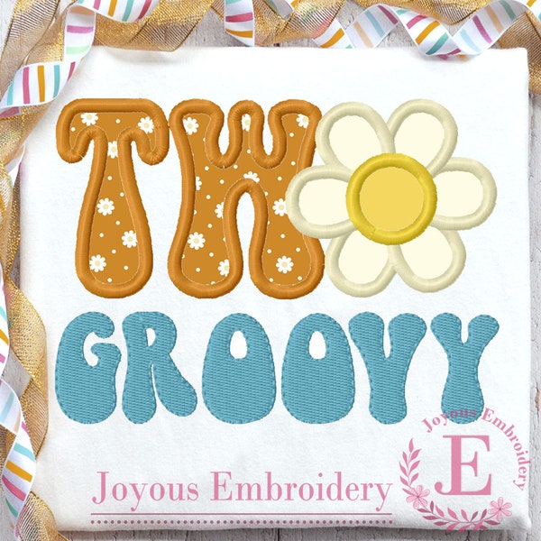 Two Groovy Embroidery,Second birthday Embroidery,Retro Baby Birthday,Daisy Embroidery Design,Machine Embroidery Design,Embroidery File
