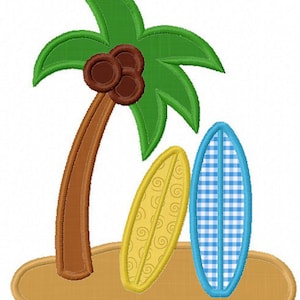 Instant Download Beach Surfboard Applique Machine Embroidery Design NO:1151