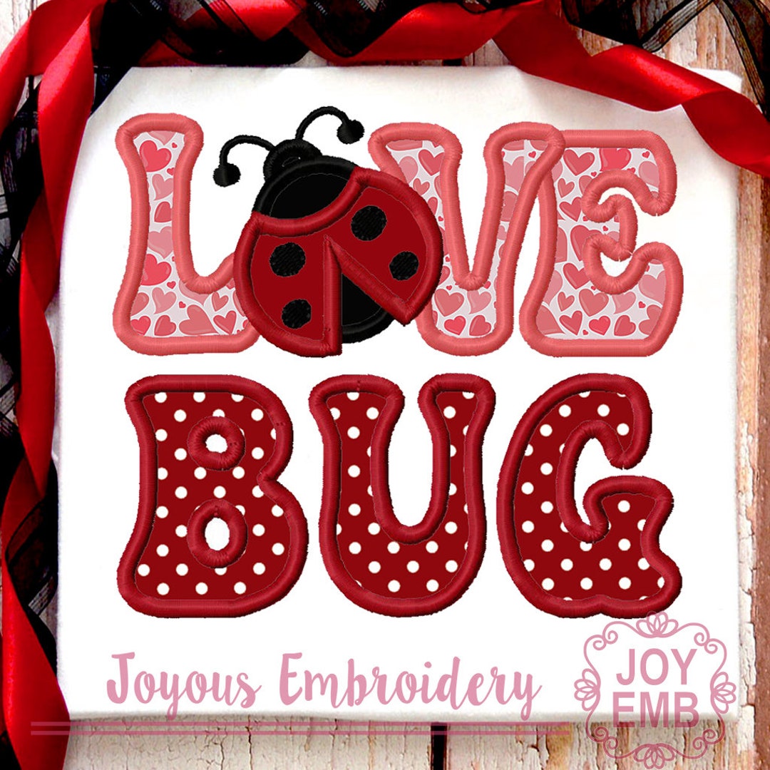Love Bug Embroidery,love Applique,valentine's Day Embroider Design,love