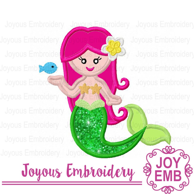 Mermaid Applique Machine Embroidery Designmermaid Etsy