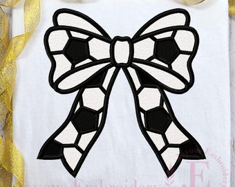 Soccer Bow Applique Embroidery,Side Bow Embroidery File,Sport Embroidery Design,Machine Embroidery Design