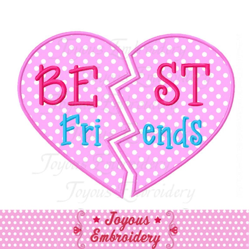 Instant Download BEST Friends Heart Applique Embroidery Design Etsy