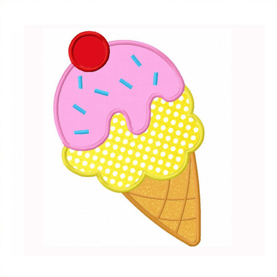 Instant Download Ice Cream Applique Machine Embroidery Design Etsy