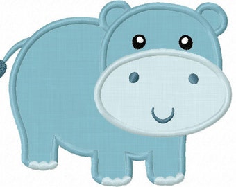 Instant Download Hippo  Applique Machine Embroidery Design NO:1222