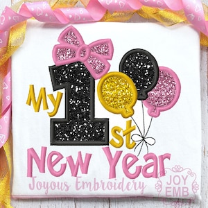 My First New Year,New Year Embroidery Design,New Year For Girls,Machine Embroidery Design,Embroidery File