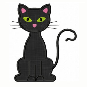 Black Cat Applique Embroidery,Halloween Cat Embroidery Design,Spooky Kitty Machine Embroidery Design,Instant Download Embroidery File