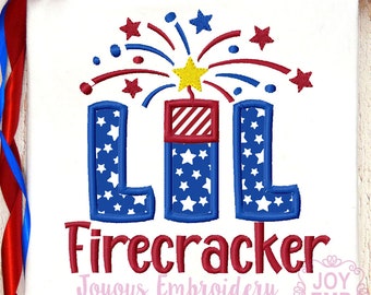 Little Firecracker Applique,4th Of July Embroidery,Firecraker Embroidery,Machine Embroidery Design