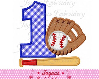 Instant Download Baseball Number 1 Birthday Applique Machine Embroidery Design NO:2581