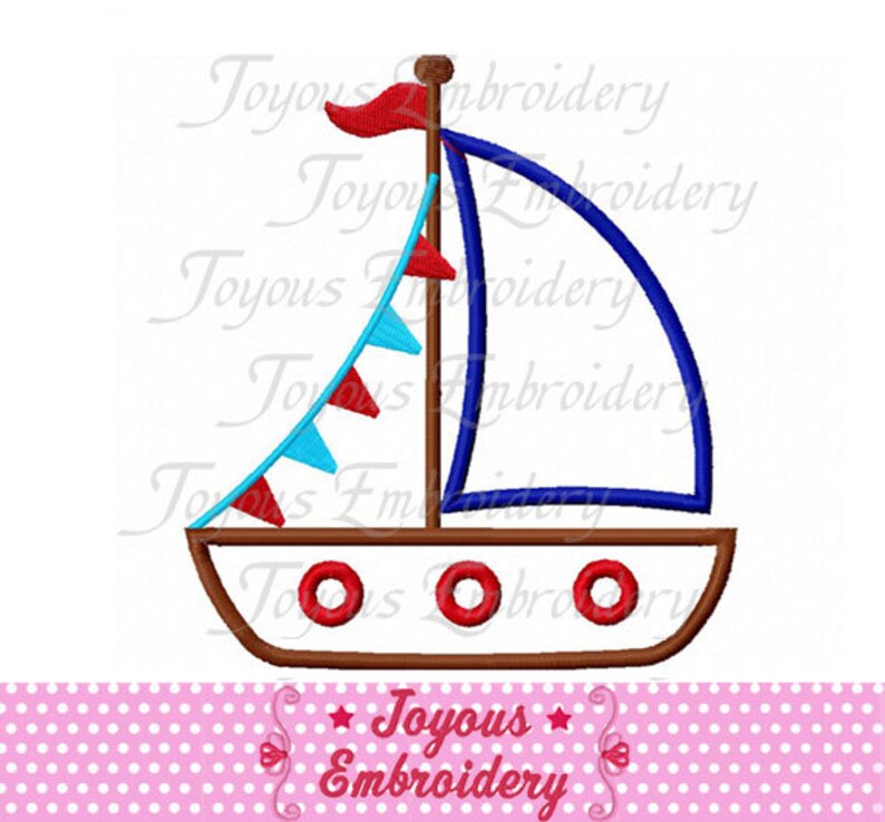 Instant Download Sailboat Applique Machine Embroidery Etsy
