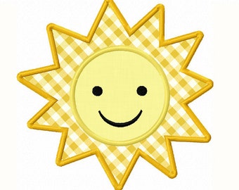 Instant Download Summer Sun Applique Machine Embroidery Design NO:1348