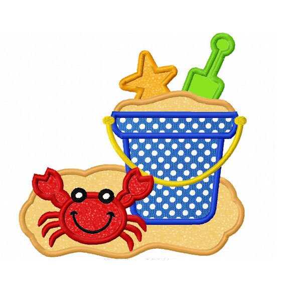 Instant Download Beach Bucket Applique Machine Embroidery Etsy