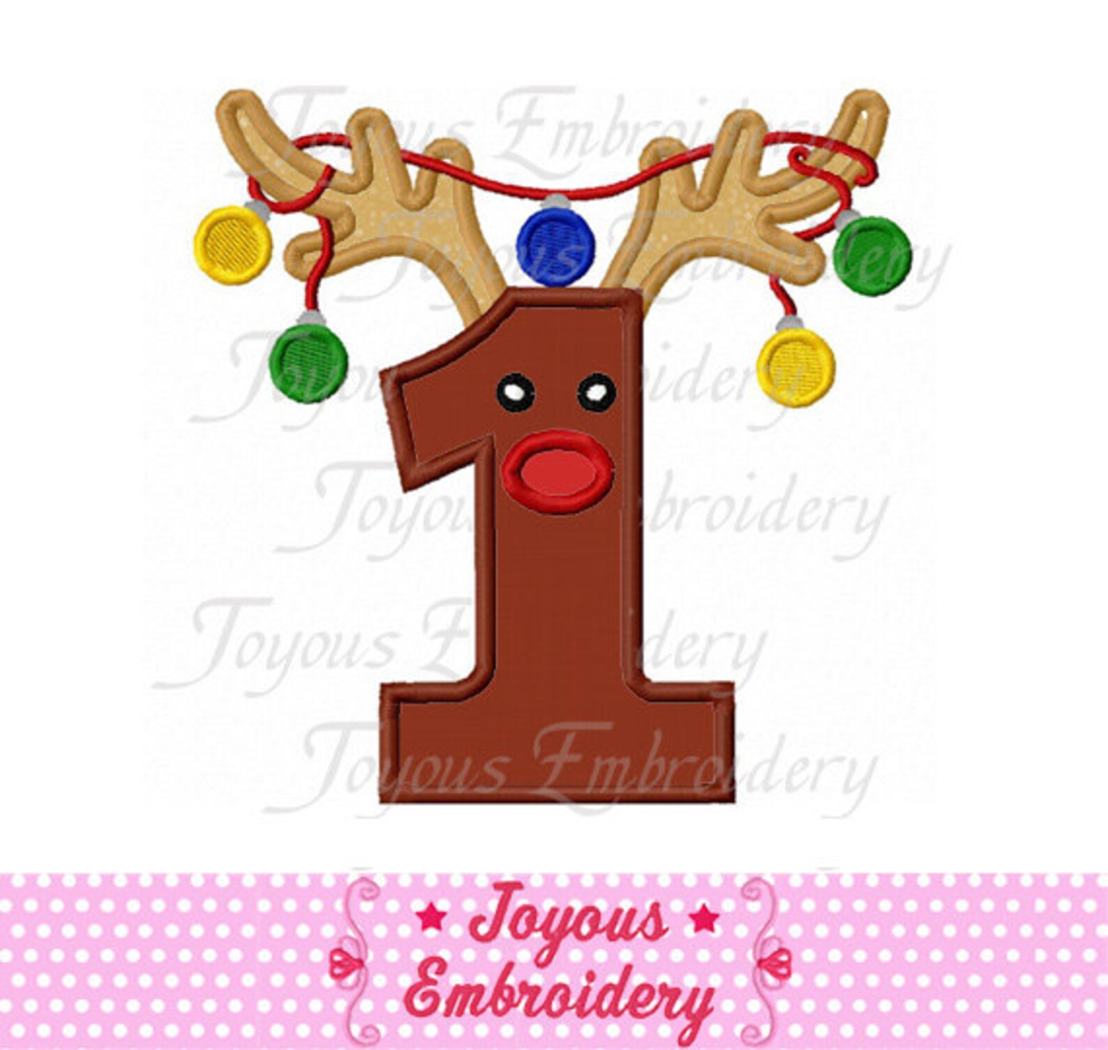 Instant Download Christmas Number 1 With Reindeer Embroidery Etsy