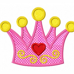 Princess Crown Applique Embroidery,Princess Machine Embroidery Design, Girl Birthday Crown Embroidery File