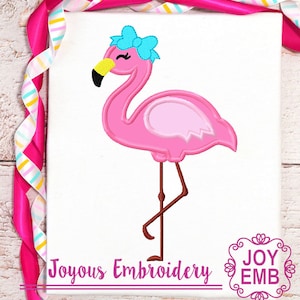 Flamingo applique,Flamingo embroidery,Summer applique,flamingo bow applique,Instant download machine embroidery design NO:3028