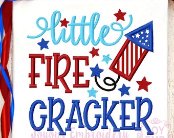 Little Firecracker Applique Embroidery File,4th of July Firecracker Machine Embroidery Design,Instant Download