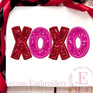 Bordado de apliques XOXO, diseño de bordado del día de San Valentín, archivo de bordado de sudadera, diseño de bordado de amor, bordado a máquina