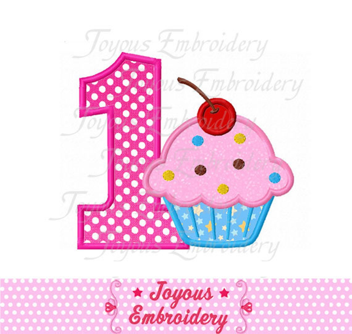 Instant Download Cupcake/birthday Cake Number 1 Applique Etsy