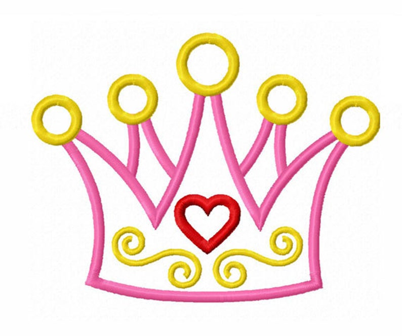 Instant Download Princess Crown Applique Machine Embroidery Design NO:1351 image 2