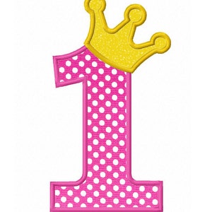 Instant Download Crown Number 1 Applique Machine Embroidery Design,Birthday crown applique,Princess First birthday applique  design NO:1410