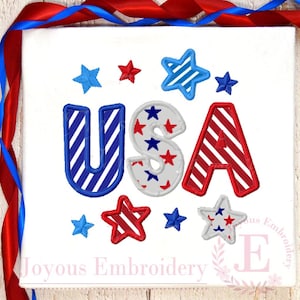 USA Stars Applique Embroidery Design-4th of July Embroidery Design-Red White Blue Embroidery File-Patriotic Shirt Machine Embroidery File