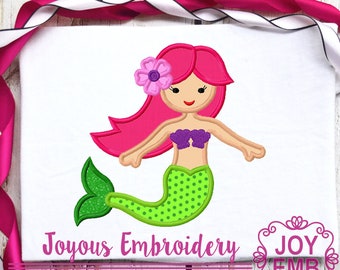 Cute Mermaid Embroidery Design,Mermaid applique,girls embroidery instant download design NO:1305