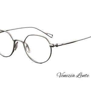 Venezia Lente Silver Soft Irregular Polygon Wire Eyeglass Frame, Modern Geometric Glasses with Slim Loop Temples