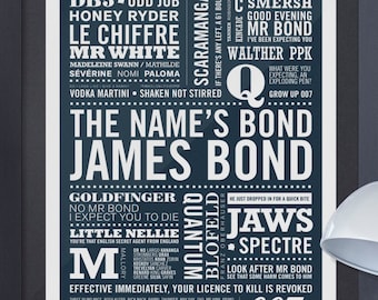 James Bond Typografiskt Konsttryck: 007 Filmaffisch