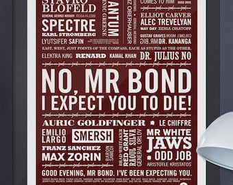 James Bond-skurkar Konsttryck: 007 Typografisk Poster