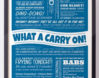 What A Carry On! - Carry On Print, Film Quote Print, Typographic Print, Retro Poster, Nostalgic Print,