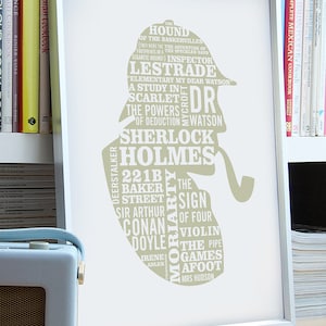 Sherlock Holmes Typographic Print, ELEMENTARY Poster, Sherlock Art. Sherlock Gift