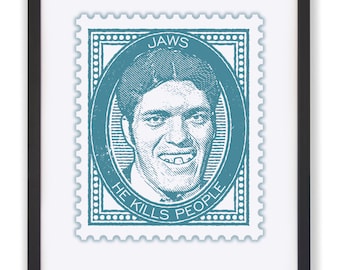 James Bond 'Jaws' Henchman Art Print: Steely Blue Giclée