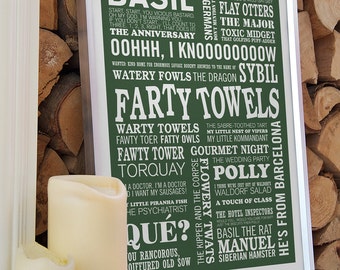 Fawlty Towers Print: Basil Fawlty, 70s Sitcom, Typographic Art
