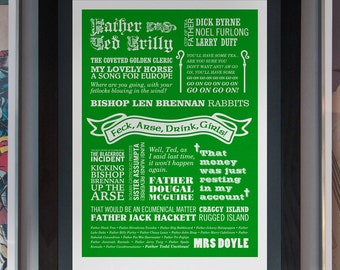 Father Ted Emerald Green Print: Craggy Island TV Comedy