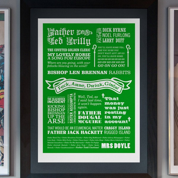 Father Ted Emerald Green Print: Craggy Island TV Comedy