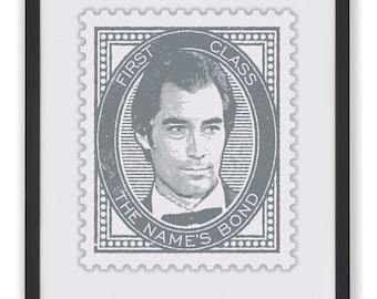 Timothy Dalton James Bond Stamp Art Print