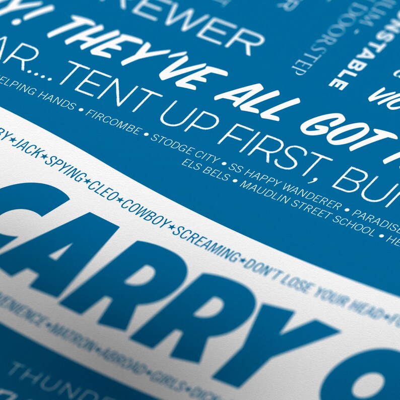 Carry On Print Nostalgic Print, Retro Poster Film Quote Print What A Carry On! Typographic Print