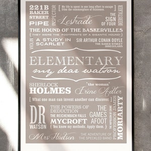 Sherlock Holmes Print, Typographic Print, My Dear Watson poster, TV Quote Print, Sherlock Art, Sherlock gift