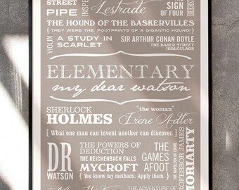 Sherlock Holmes Typographic Art Print: My Dear Watson Quote