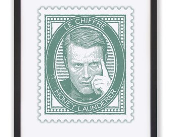 Le Chiffre Art Print: James Bond Villain Poster, Ocean Green Giclée
