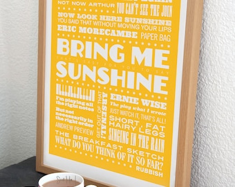 Morecambe and Wise Print, TV Quote Print, Typographic Print, Retro Poster, Nostalgic Print, Bring Me Sunshine Print,