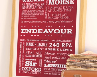 Inspector Morse Print, Typographic Print, ENDEAVOUR Poster, Detective Art, TV Quote Print, Gift for Dad, Gift for Uncle