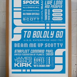 Star Trek Print, Typographic Print, To Boldly Go Poster, Star Trek gift, TV Quote Print, Sci-Fi present, Nerd Gift, Trekkie Merchandise